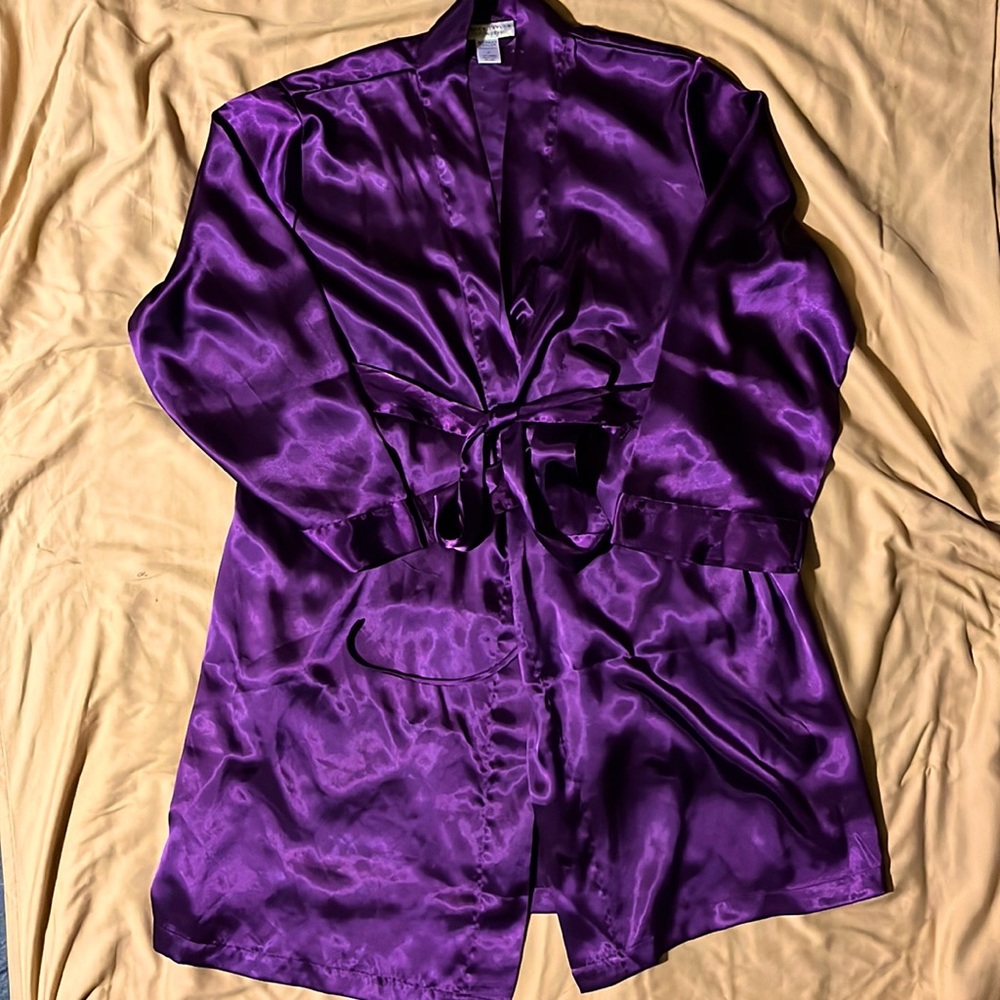 Purple, satin robe